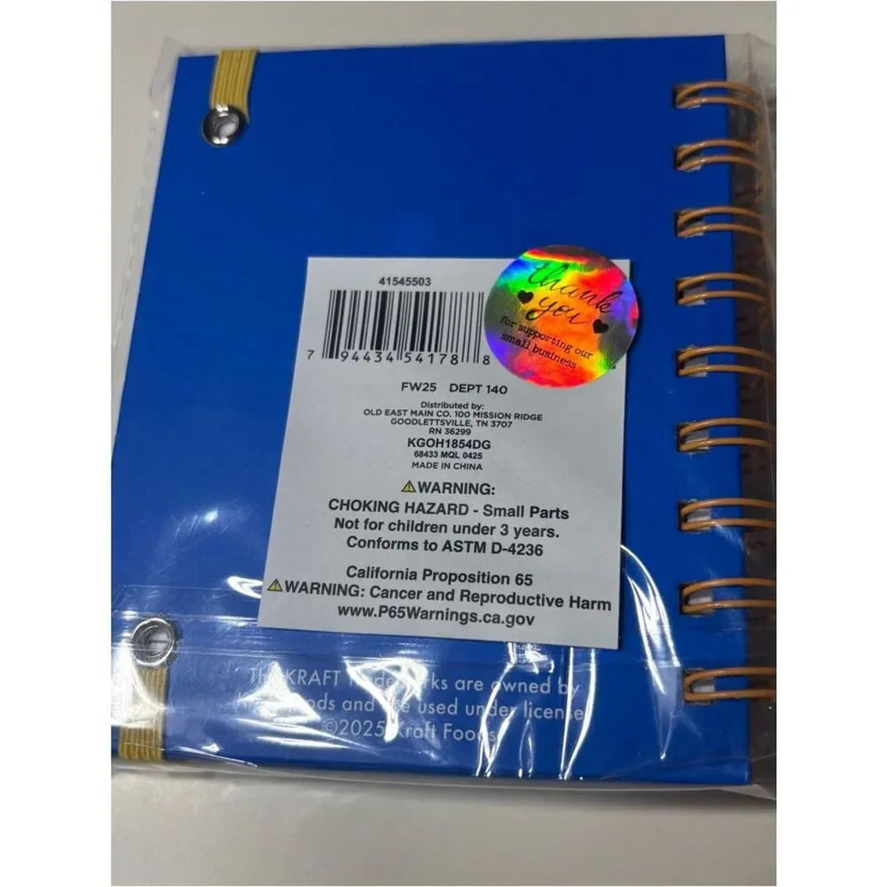 New Kraft Mac & Cheese Blue Polka Dot Notebook with Yellow Elastic